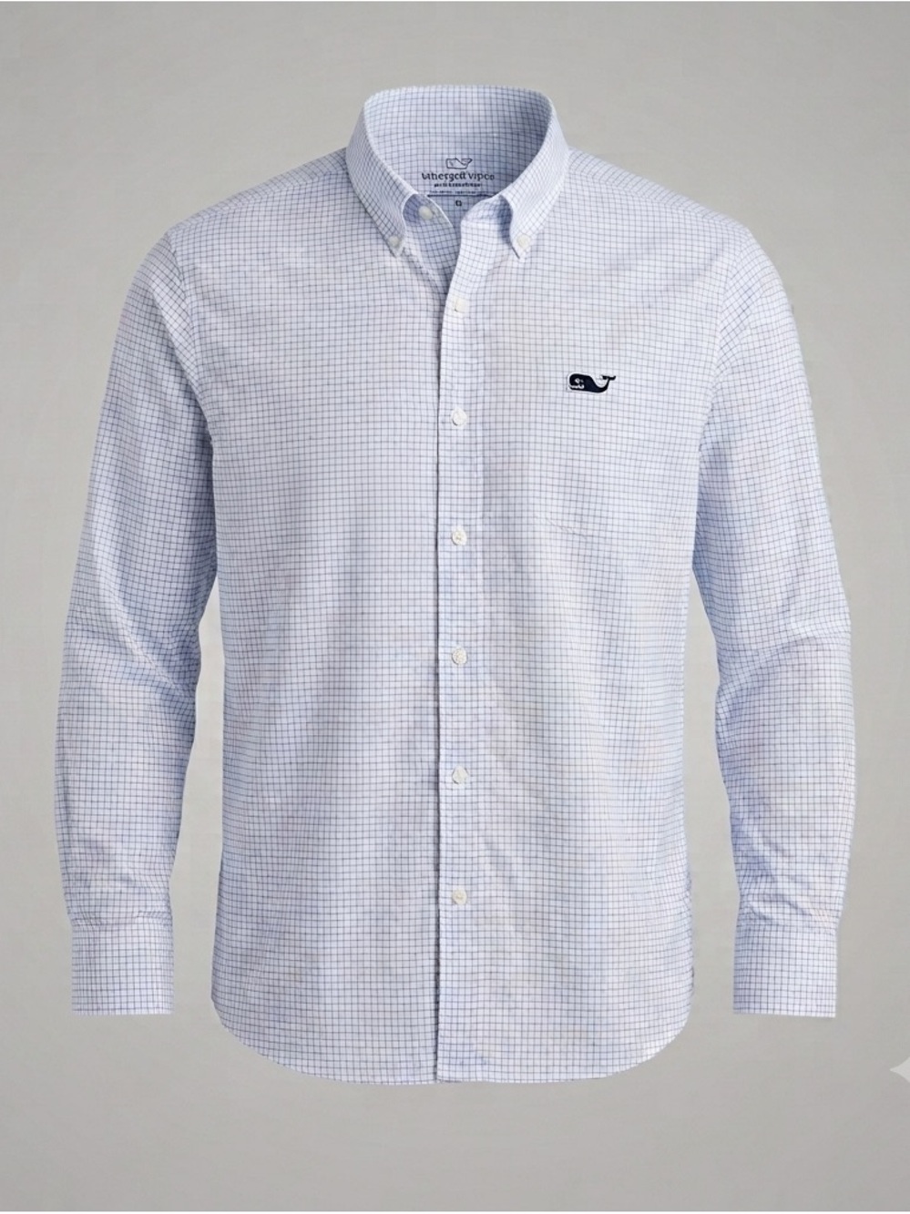 Vineyard Vines Light Blue & White Grid Button-Down Dress Shirt